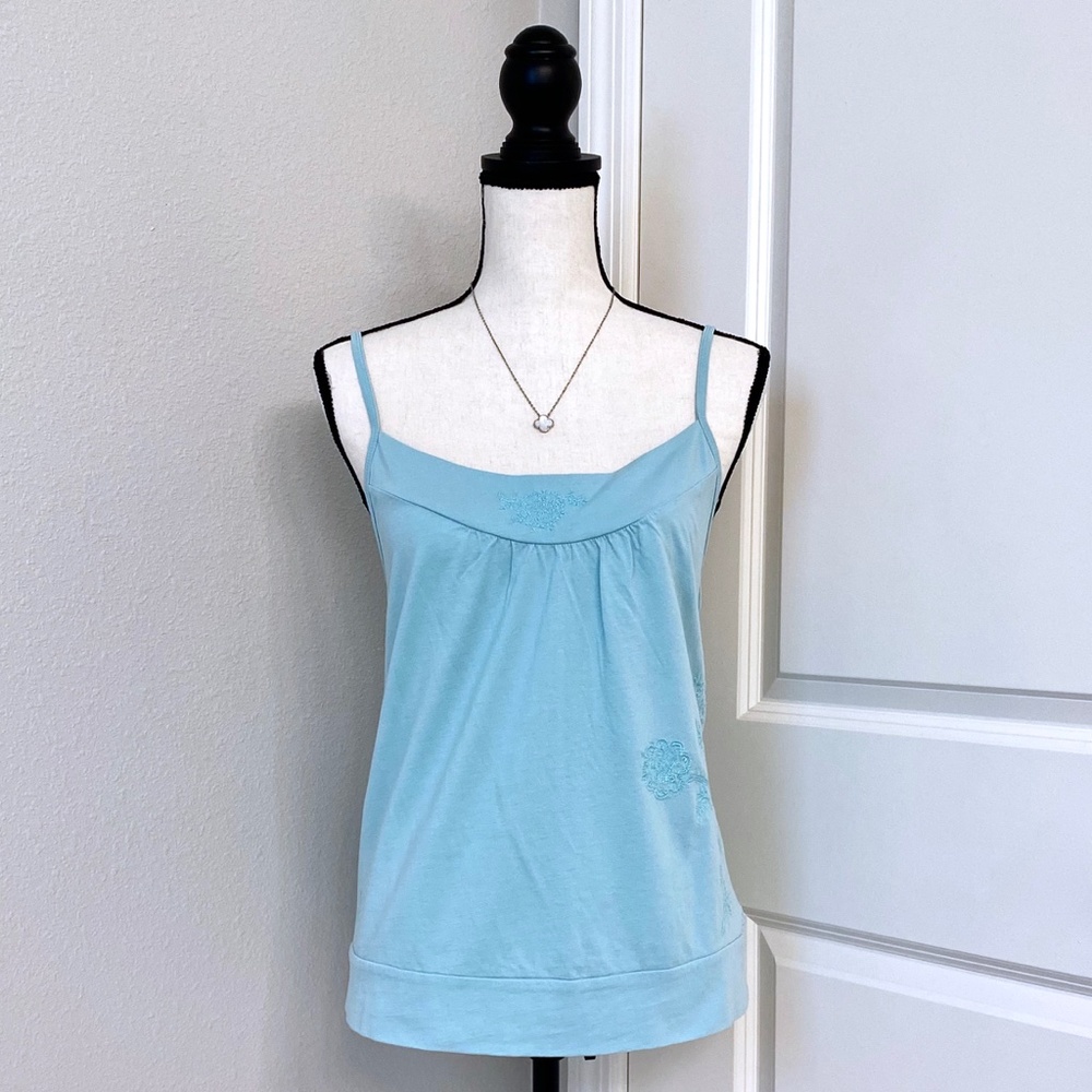 NEW POLO JEANS Turquoise Embroidered Strappy Tank Top